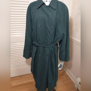 London Fog Vintage Microfiber Trench Raincoat, Removable Lining, Women Size 20W